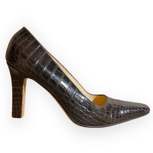 Manolo Blahnik Alligator Leather Heeled Pumps Dark Chocolate Brown Women - IT 38